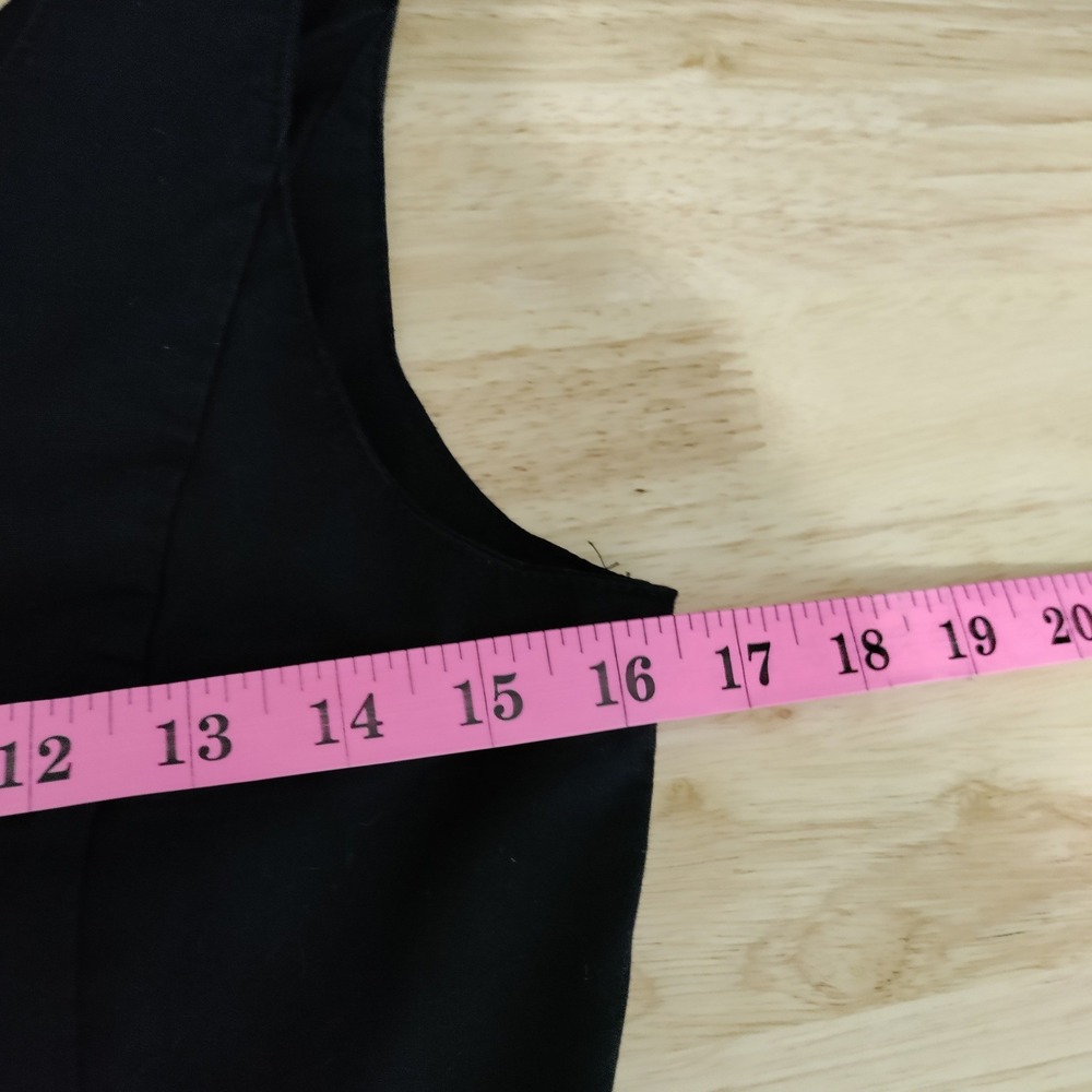 Vintage Laura Ashley Black Cotton V-Neck Midi Dress Made in Great Britain 12 - Picture 6 of 8